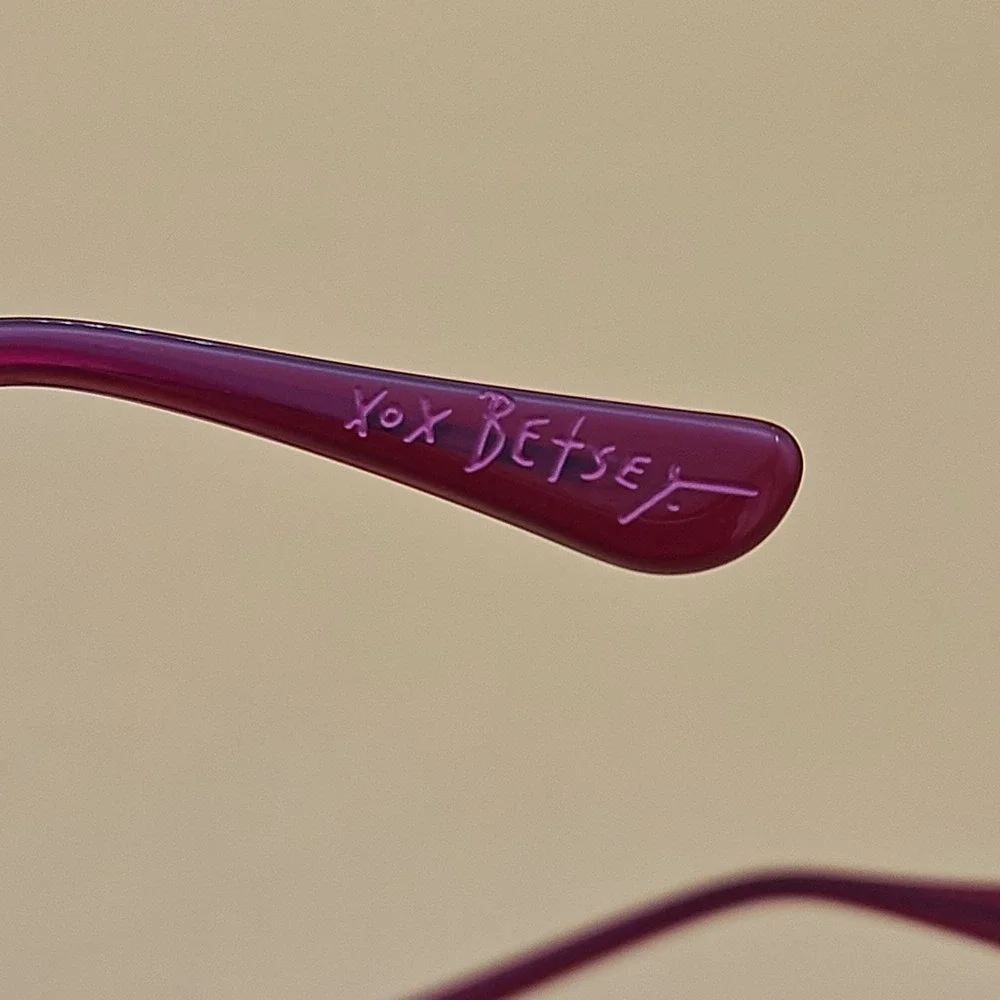 Betsey Johnson Eyeglasses Frames Only Cat Eye Pink Black Women's Glasses
